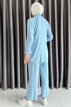 Dantelli Taşlı Tesettür Tunik Pantolon İkili Takım Bebemavisi