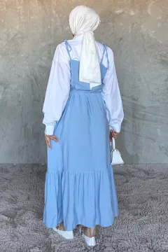 Gömlek Garnili Bağcık Detaylı Tesettür Elbise Bebemavisi
