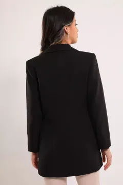 Kadın Yan Bağlamalı Astarlı Blazer Ceket Siyah