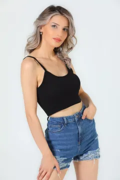 Kadın Yırtıklı Jeans Şort Lacivert