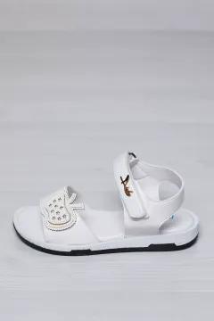 Kız Çocuk Cırtlı Sandalet Beyaz