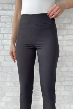 Ön Sahte Cepli Kadın Pantolon Siyah