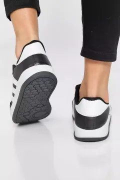 Şeritli Bağcıklı Kadın Spor Ayakkabı Siyahbeyaz