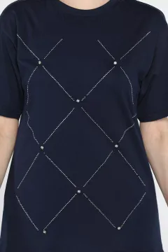 Taşlı Kadın Tişört Lacivert