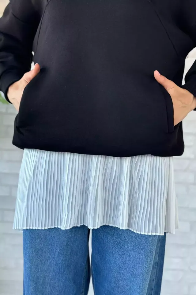 Kadın Full Likralı Sıfır Kol Piliseli Tesettür İçlik Tunik Beyaz